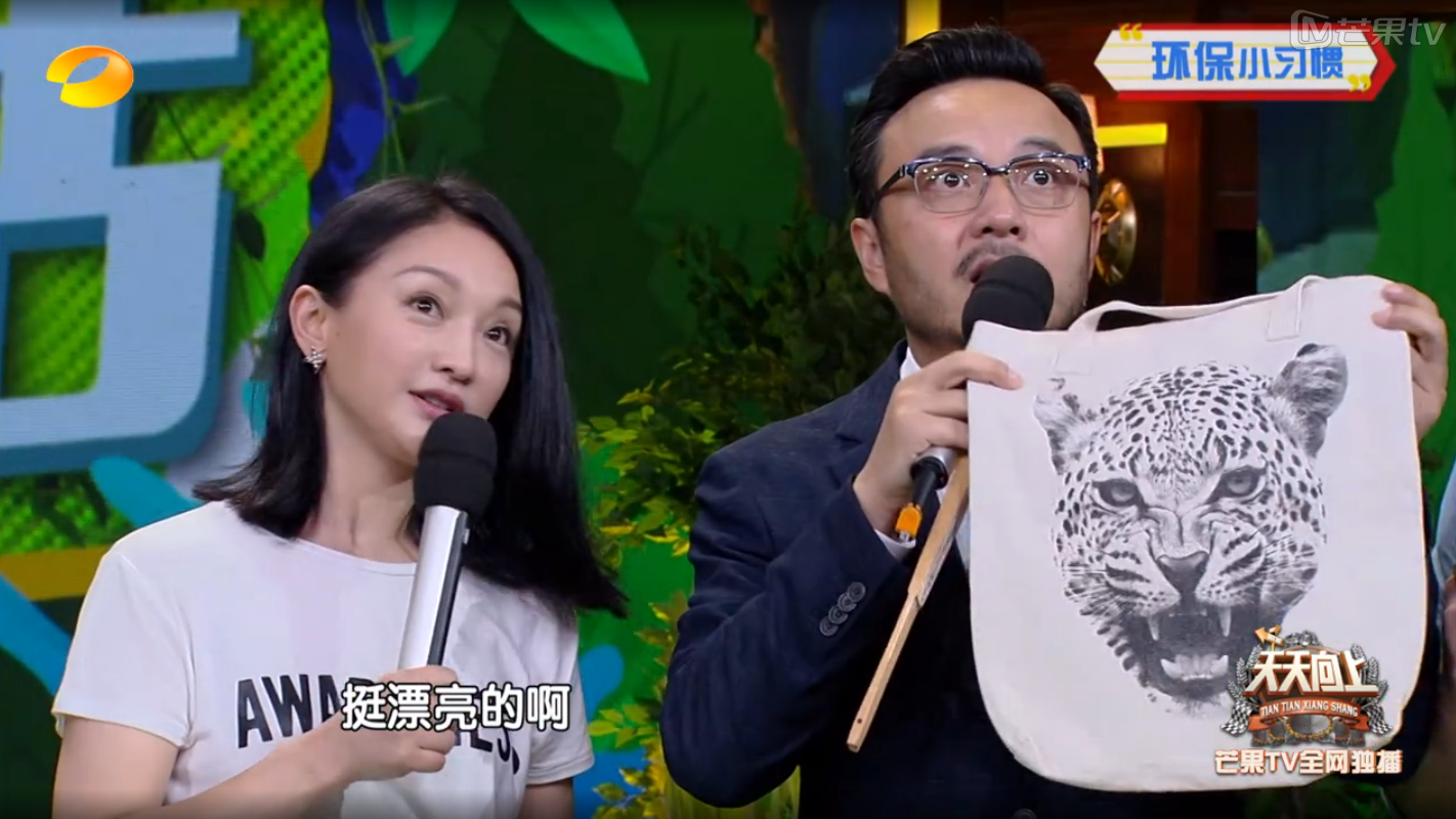 汪涵手中的環(huán)保袋是環(huán)保大使周迅用了十來(lái)年的帆布環(huán)保袋